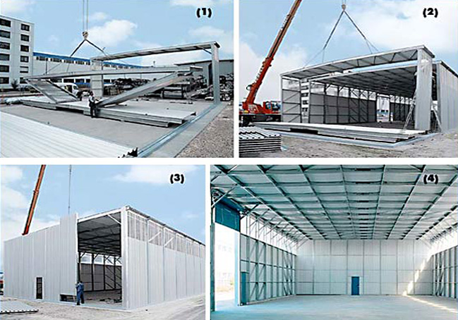 ERWE Containersysteme - Anwendungsbeispiel: Hallenbau/Schnellbauhallen – Werkhallen, Lagerhallen und Produktionshallen